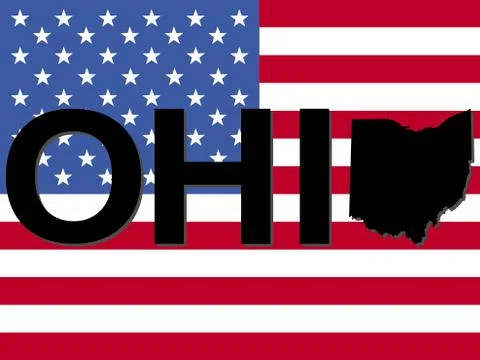 Ohio text with map Stock Illustration