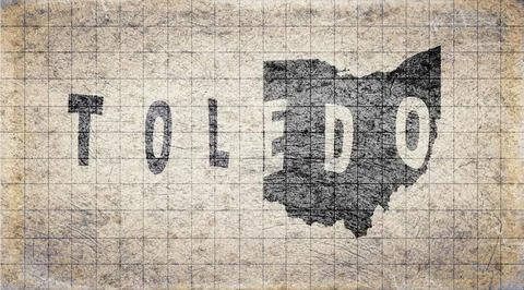 Ohio Toledo Typography Map Stock Illustration