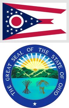 Ohio US State Flag and Coat of Arm Design Stock Illustration