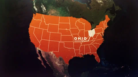 Ohio US State Satellite Map Animation V1 Stock Footage 304108838