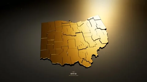 Ohio USA 3D state map in gold style 스톡 동영상 341172125