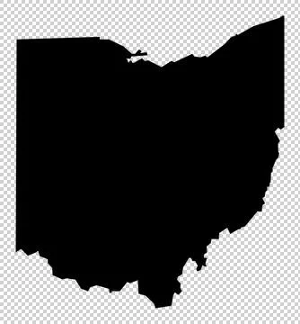 Ohio USA state map in black with transparency background Stock Illustration