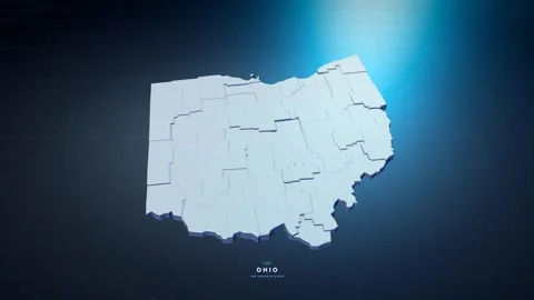 Ohio USA state map with glowing tech digital network style Stock Footage 340614152