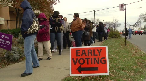 Ohio voters in line for early voting in the presidential election. Stock Footage