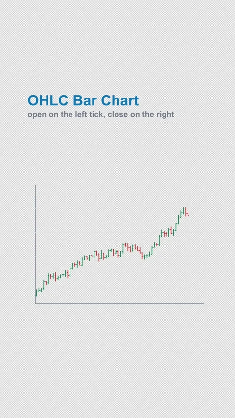 OHLC Bar Chart Labeled Stock Chart Animation Alpha 4K Vertical 9x16 Light Vídeo Stock 339633539