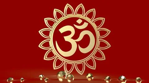 The ohm gold on red background  3d rendering Stock Illustration