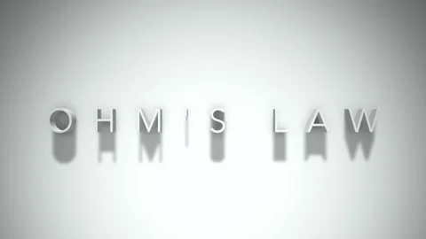Ohm's Law 3D title animation with shadows on a white background Video stock 296607684