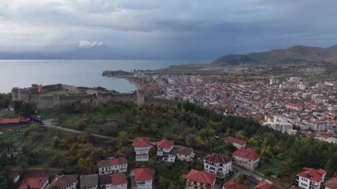Ohrid Heights: Panoramic Orbit of Samuel's Fortress Stock Footage 328525372