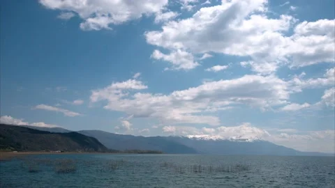Ohrid Lake Slow Motion Backlit Clouds Stock Footage 239933563