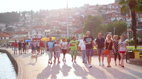 OHRID, MACEDONIA, JUNE 2015: Everyday scene from Ohrid city of Macedonia. Video stock 59777073