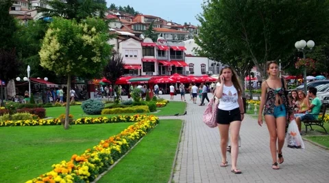 OHRID, MACEDONIA, JUNE 2015: Everyday scene from Ohrid city of Macedonia. Stock Footage 59779317