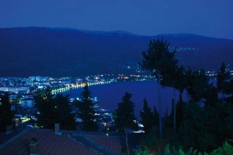 Ohrid by night Stock Photos