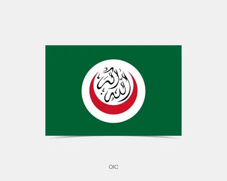 OIC Rectangle flag icon with shadow. 스톡 일러스트