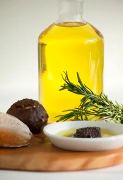 Oil and bread Stock Photos