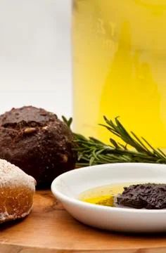 Oil and bread Stock Photos