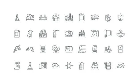 Oil and gas industry, extraction and refining, storage, energy price line icon Stock Illustration