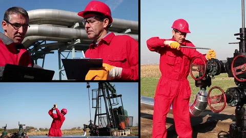 Oil and Gas Industry Split Screen Stock Footage 170612852