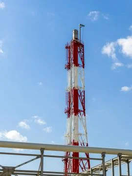 Oil and gas processing long column Stock Photos