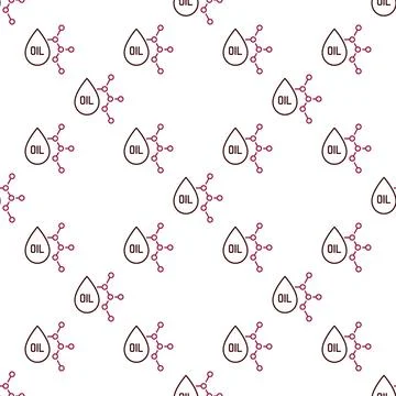Oil and Molecule vector seamless pattern in outline style Stock Illustration