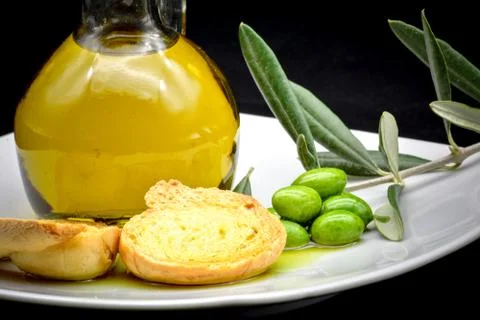 Oil and olive composition Stockfoto's