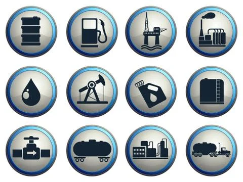 Oil and petrol industry objects icons Stock Illustration
