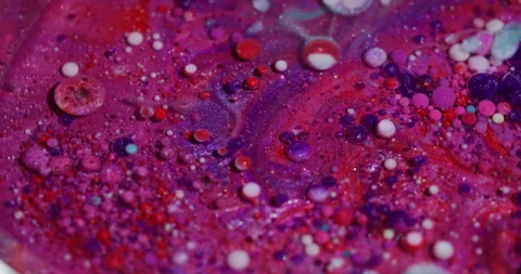 Oil background paint bubbles ink glitter water mix Video stock 320287487