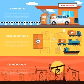 Oil Banners Set Illustration