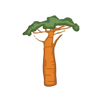 Oil baobab tree cartoon vector illustration Stock Illustration