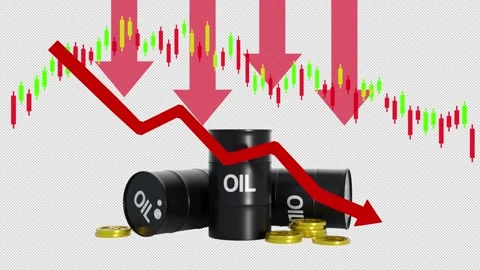 Oil Barrel and Pump Jack with Market Chart Animation for Energy Industry Stock Footage 340080744