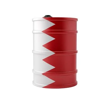 Oil barrel in Bahrain national flag design. Stock Illustration