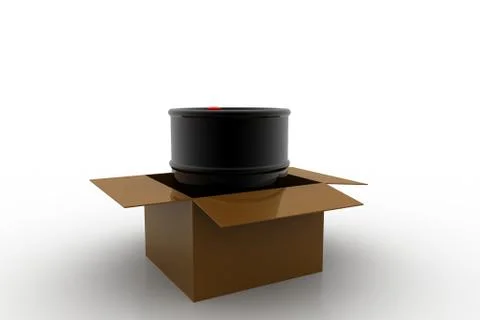 Oil barrel with box Free Stock Illustration