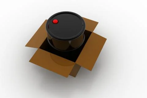 Oil barrel with box Free Stock Illustration