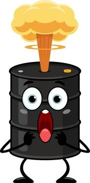 Oil Barrel Cartoon Character Exploding With Shocked Face イラスト素材