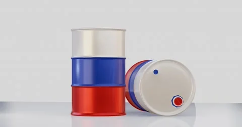 Oil barrel in countries flag Video stock 180904638