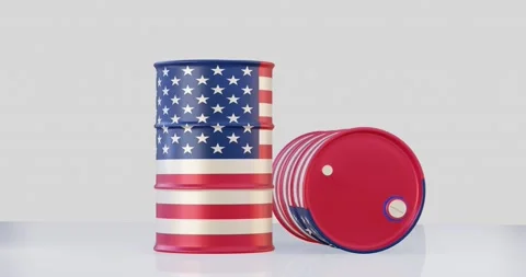 Oil barrel in countries flag Video stock 180904923