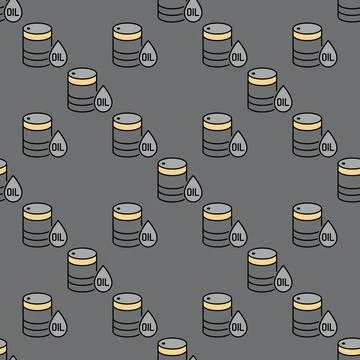 Oil barrel with drop vector colored seamless pattern Stock Illustration