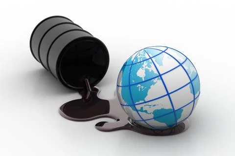 Oil barrel with globe Stock Illustration