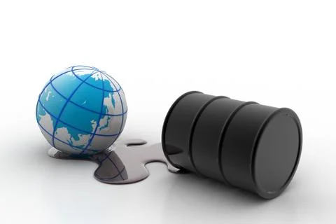 Oil barrel with globe Stock Illustration