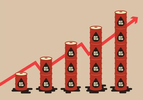 Oil barrel with graph up Stock Illustration