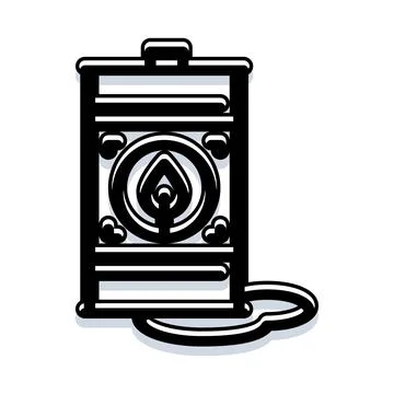 Oil barrel with leaf logo indicating sustainable energy Stock Illustration
