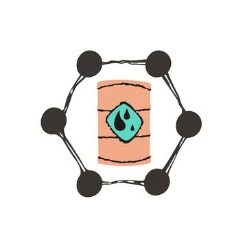 Oil Barrel Network Connection Flat Color Icon Stock Illustration