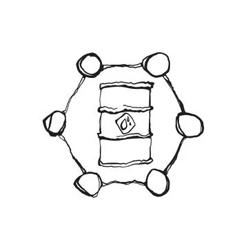 Oil Barrel Network Cycle Hand Drawn Sketch Icon Stock Illustration
