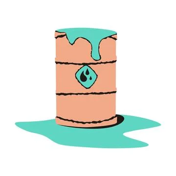 Oil Barrel Spill Puddle Flat Color Icon Illustration Stock Illustration