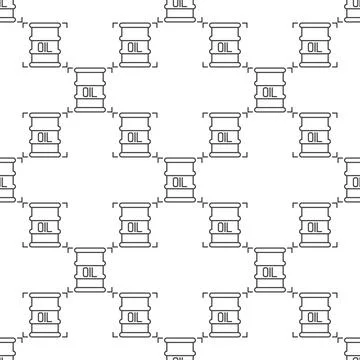 Oil Barrel vector seamless pattern in outline style 스톡 일러스트