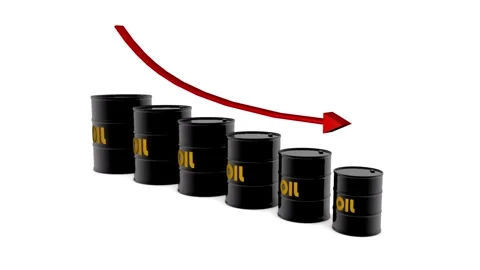 Oil barrels with arrow represent high prices to low price. plumed world economy 動画素材 334030945