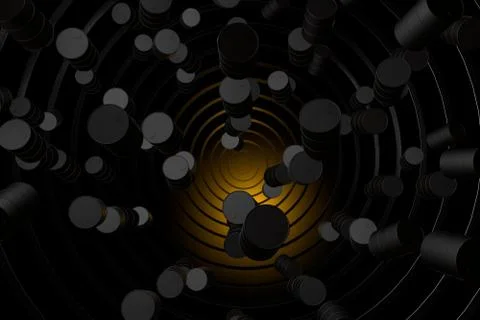 Oil barrels fall down, concept of collapse of oil prices on the world market. 3d Stock Illustration