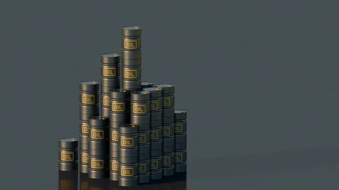 Oil barrels fall down. Stock Footage 126970977