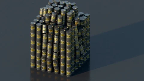 Oil barrels fall down. Stock Footage 126970993