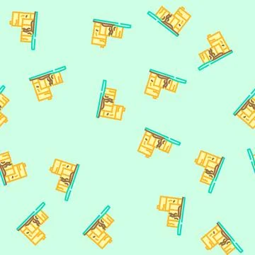 Oil barrels leaking onto ground vector seamless pattern Stock Illustration