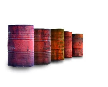 Oil barrels on white Stock Photos